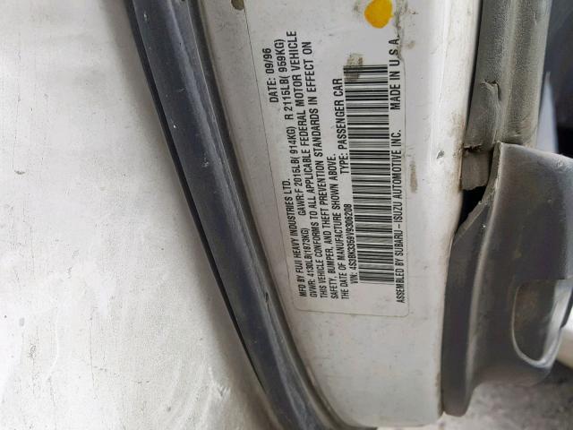 4S3BK3359V9306208 - 1997 SUBARU LEGACY L WHITE photo 10