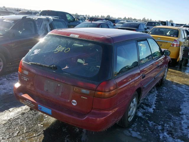 4S3BK4357W7317811 - 1998 SUBARU LEGACY L RED photo 4