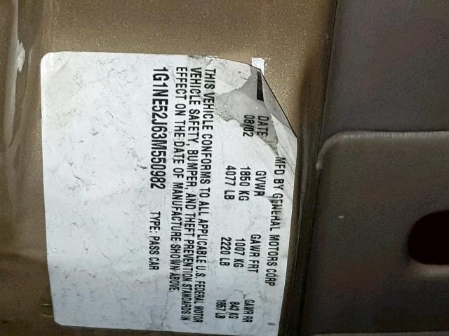 1G1NE52J63M550982 - 2003 CHEVROLET MALIBU LS Qızıl foto 10