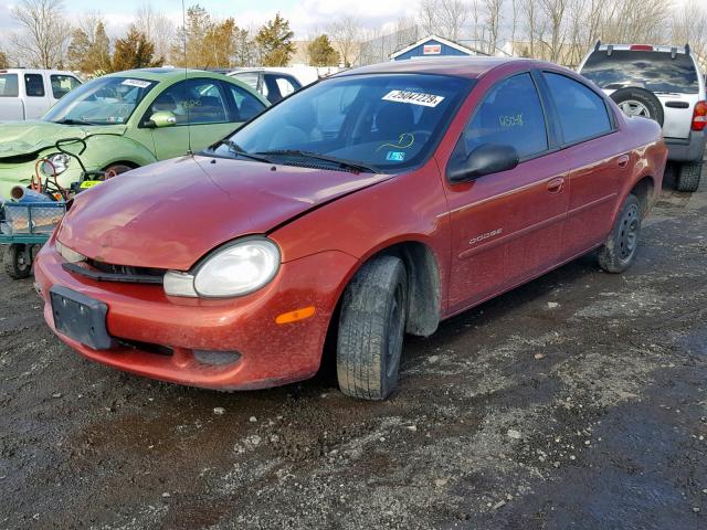 1B3ES46C9YD503766 - 2000 DODGE NEON BASE ORANGE photo 2