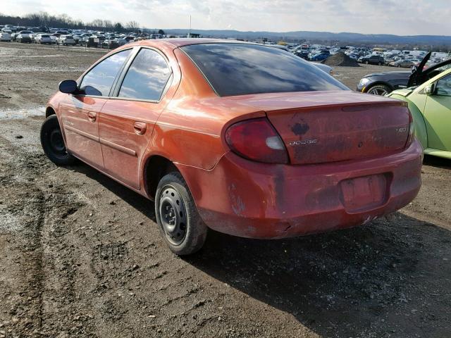 1B3ES46C9YD503766 - 2000 DODGE NEON BASE ORANGE photo 3