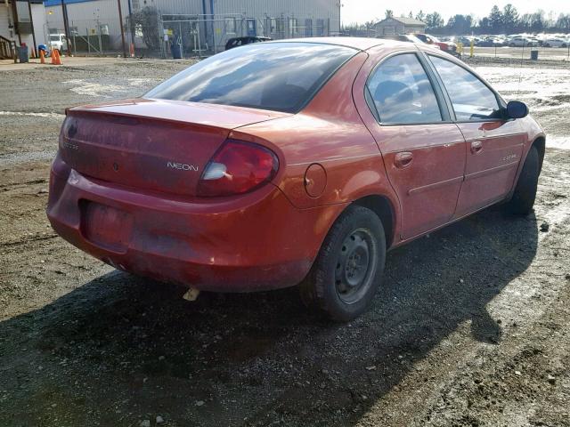 1B3ES46C9YD503766 - 2000 DODGE NEON BASE ORANGE photo 4