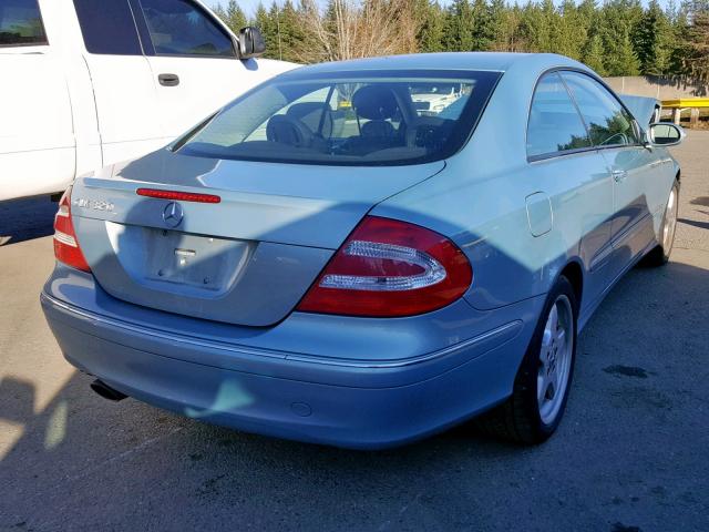 WDBTJ65J64F079819 - 2004 MERCEDES-BENZ CLK 320C BLUE photo 4