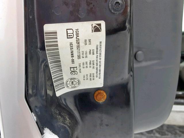 1G8AJ52F95Z177305 - 2005 SATURN ION LEVEL SILVER photo 10