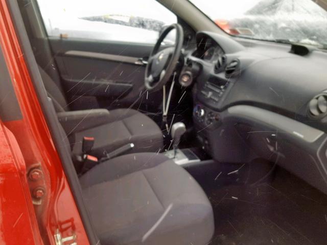 KL1TD56E59B609305 - 2009 CHEVROLET AVEO LS RED photo 5