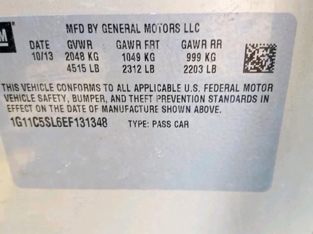 1G11C5SL6EF131348 - 2014 CHEVROLET MALIBU 1LT ოქროსფერი ფოტო 10