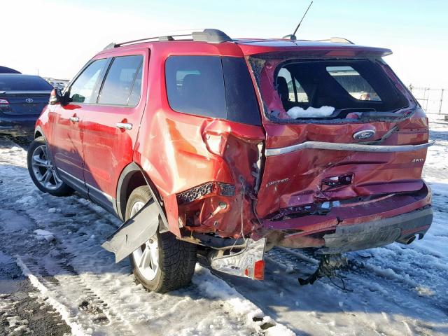 1FM5K8F8XDGC62807 - 2013 FORD EXPLORER L RED photo 3