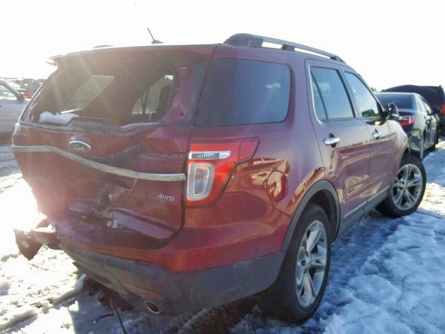 1FM5K8F8XDGC62807 - 2013 FORD EXPLORER L RED photo 4