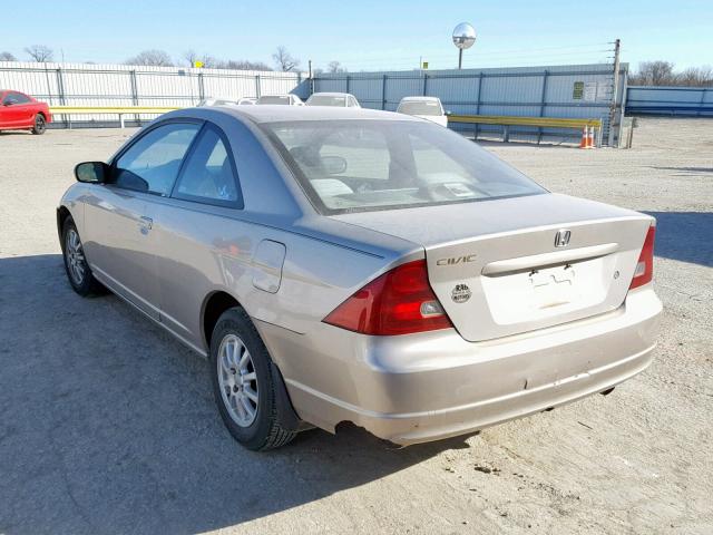 1HGEM22512L004303 - 2002 HONDA CIVIC LX TAN photo 3