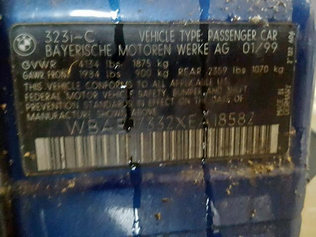 WBABJ7332XEA18582 - 1999 BMW 323 IC BLUE photo 10