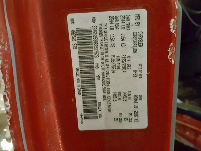 2B4GH2539RR527573 - 1994 DODGE CARAVAN RED photo 10