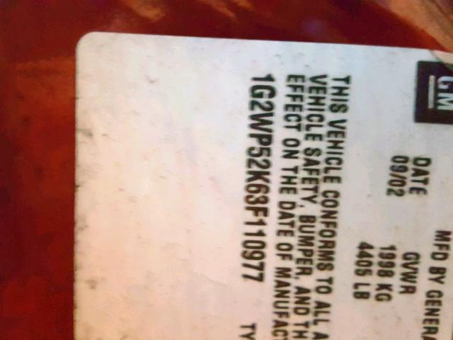 1G2WP52K63F110977 - 2003 PONTIAC GRAND PRIX MAROON photo 10