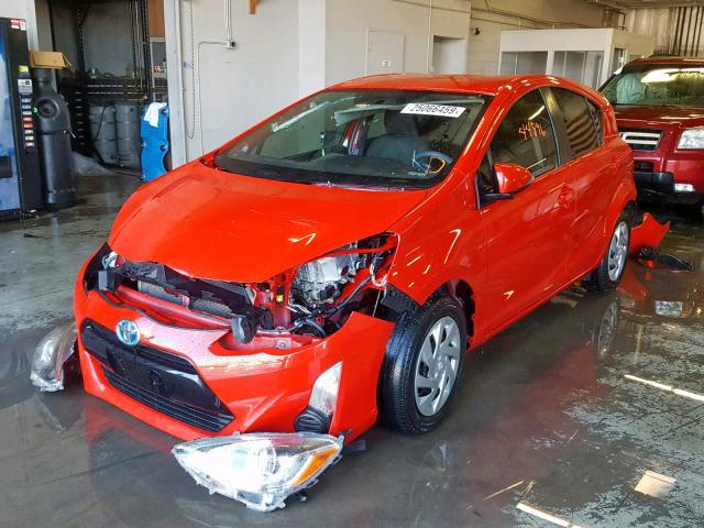 JTDKDTB30F1100303 - 2015 TOYOTA PRIUS C RED photo 2