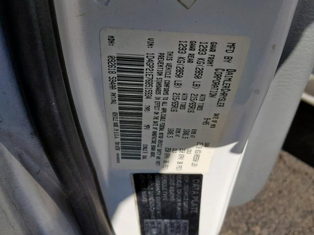 1D4GP21E76B515934 - 2006 DODGE CARAVAN C/ WHITE photo 10