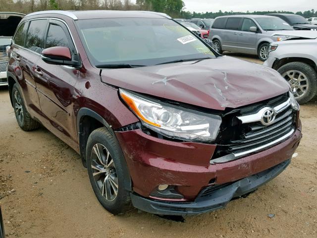 5TDJKRFH2GS337566 - 2016 TOYOTA HIGHLANDER მუქწითელი ფოტო 1