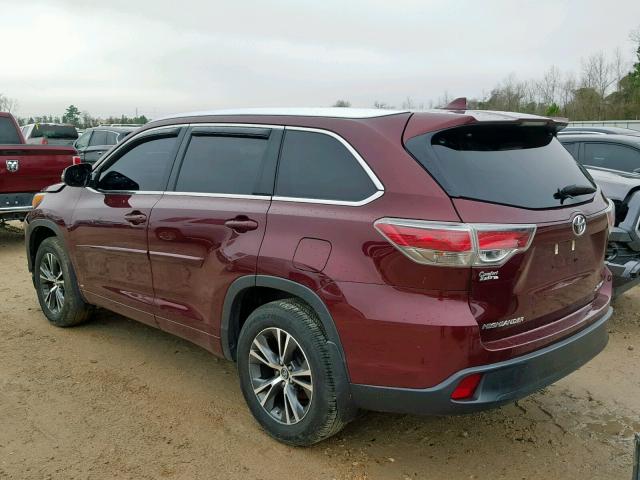 5TDJKRFH2GS337566 - 2016 TOYOTA HIGHLANDER მუქწითელი ფოტო 3