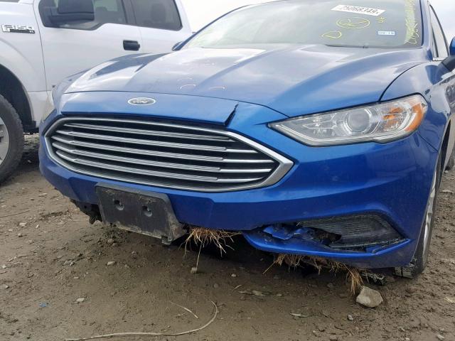 3FA6P0G72HR406968 - 2017 FORD FUSION S BLUE photo 9