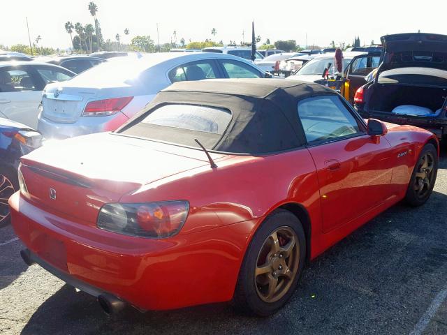 JHMAP11411T004287 - 2001 HONDA S2000 RED photo 4