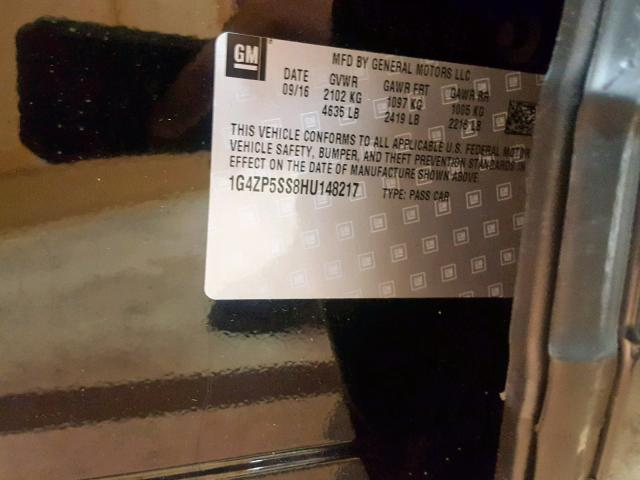 1G4ZP5SS8HU148217 - 2017 BUICK LACROSSE E BLACK photo 10