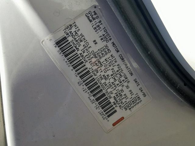 JT6HF10UXX0078538 - 1999 LEXUS RX 300 WHITE photo 10