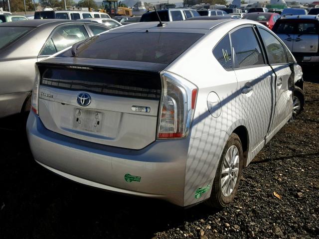 JTDKN3DP4E3061456 - 2014 TOYOTA PRIUS PLUG SILVER photo 4