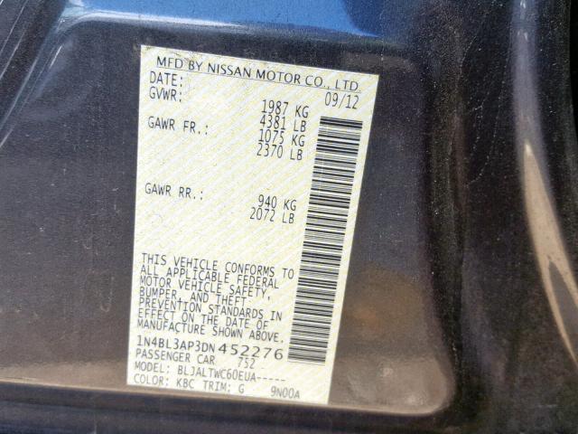 1N4BL3AP3DN452276 - 2013 NISSAN ALTIMA 3.5 CHARCOAL photo 10