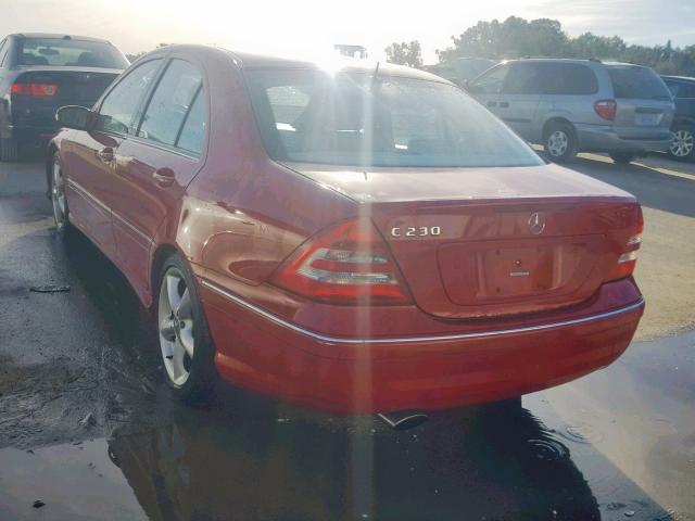 WDBRF52H06F738486 - 2006 MERCEDES-BENZ C GENERATI RED photo 3