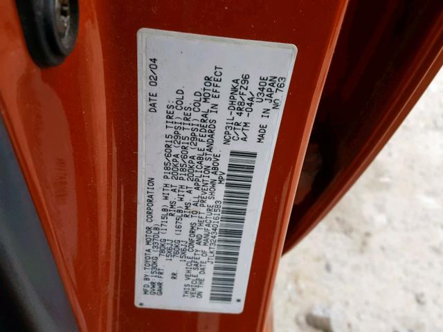 JTLKT324340161583 - 2004 TOYOTA SCION XB Қызғылт сары фото 10