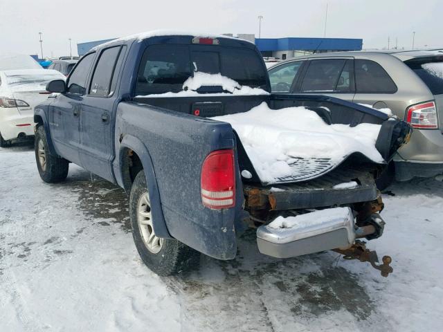 1B7HG48X02S620295 - 2002 DODGE DAKOTA QUA BLUE photo 3