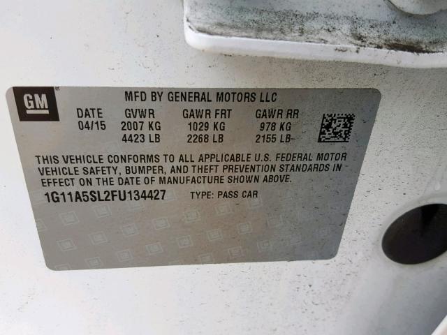 1G11A5SL2FU134427 - 2015 CHEVROLET MALIBU LS WHITE photo 10