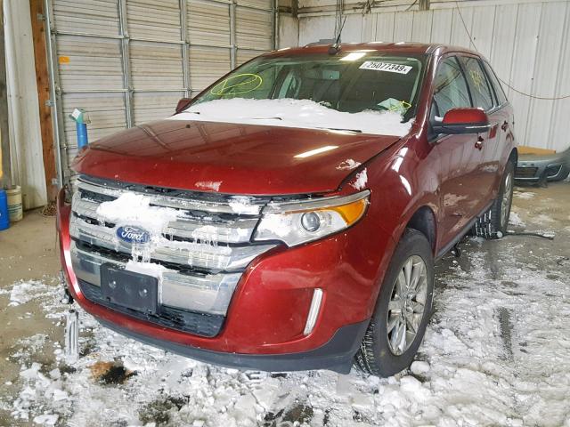 2FMDK3JC2DBB94634 - 2013 FORD EDGE SEL RED photo 2