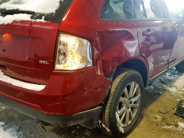 2FMDK3JC2DBB94634 - 2013 FORD EDGE SEL RED photo 9