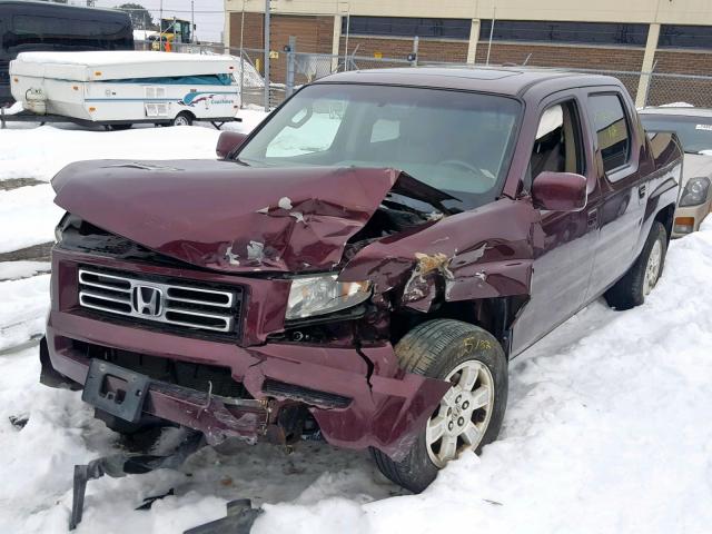 2HJYK16508H528744 - 2008 HONDA RIDGELINE BURGUNDY photo 2