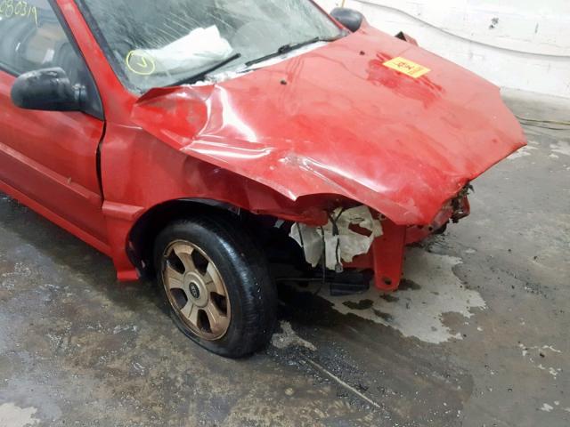 KNADC165836157727 - 2003 KIA RIO CINCO RED photo 9