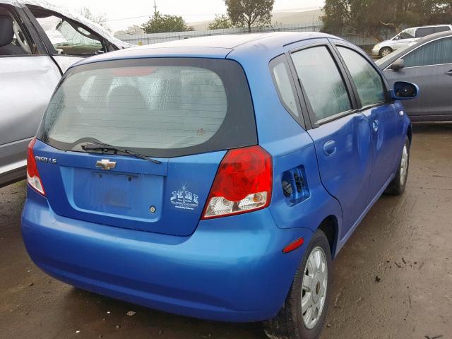 KL1TD62625B452329 - 2005 CHEVROLET AVEO BLUE photo 4