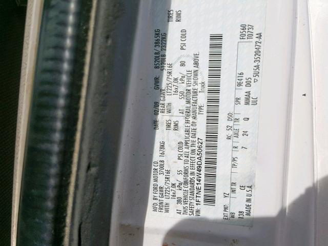 1FTNE14W49DA50627 - 2009 FORD ECONOLINE 白色 照片 10