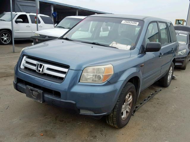 5FNYF28177B040954 - 2007 HONDA PILOT LX BLUE photo 2