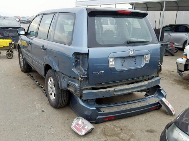 5FNYF28177B040954 - 2007 HONDA PILOT LX BLUE photo 3