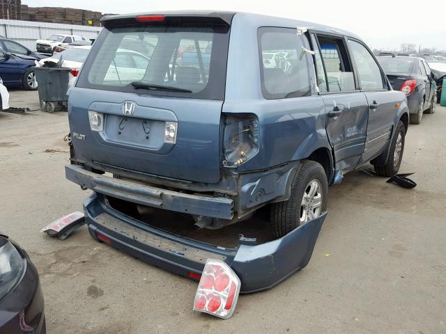 5FNYF28177B040954 - 2007 HONDA PILOT LX BLUE photo 4