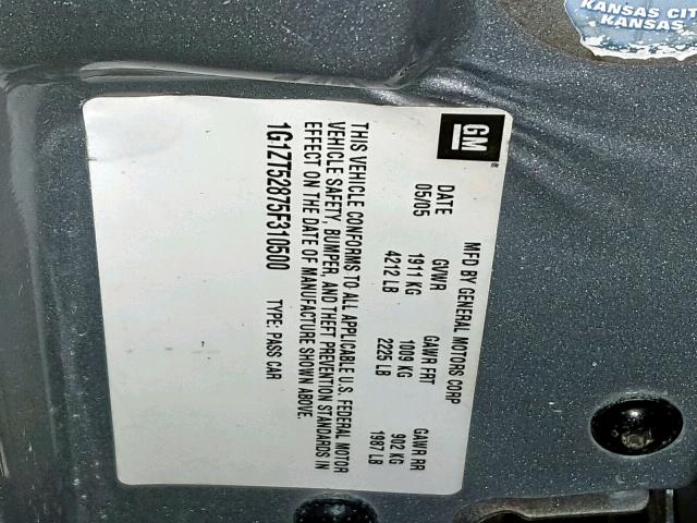 1G1ZT52875F310500 - 2005 CHEVROLET MALIBU LS ვერცხლისფერი ფოტო 10