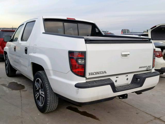 5FPYK1F78DB017649 - 2013 HONDA RIDGELINE WHITE photo 3