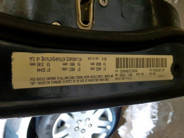 1B3HB48B37D190648 - 2007 DODGE CALIBER SX BLUE photo 10