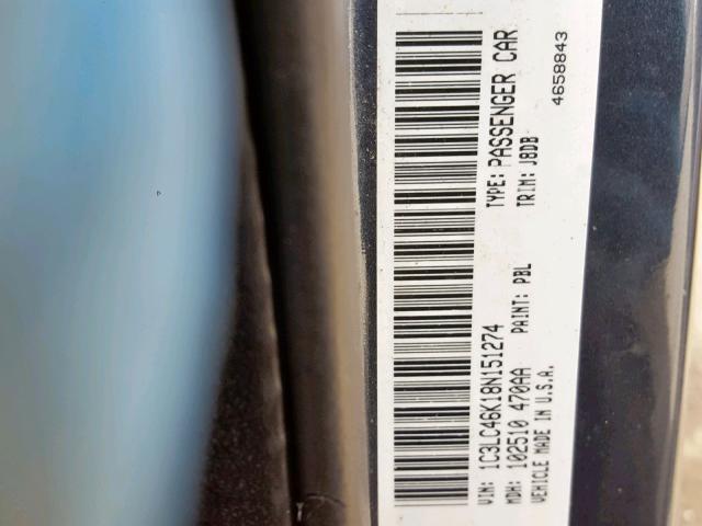 1C3LC46K18N151274 - 2008 CHRYSLER SEBRING LX BLUE photo 10