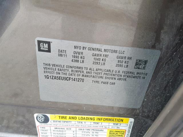 1G1ZA5EU9CF141270 - 2012 CHEVROLET MALIBU LS BROWN photo 10