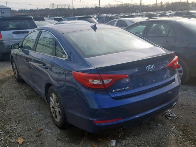 5NPE24AF5GH386793 - 2016 HYUNDAI SONATA SE BLUE photo 3