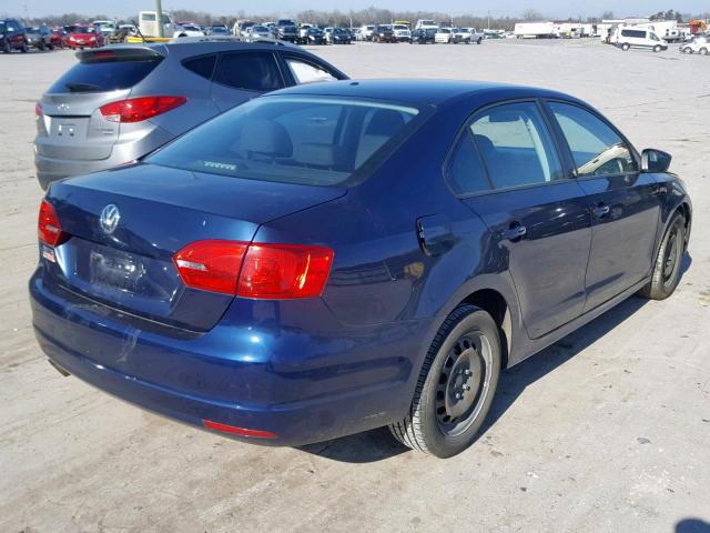 3VW2K7AJ3CM395633 - 2012 VOLKSWAGEN JETTA BASE Կապույտ լուսանկար 4