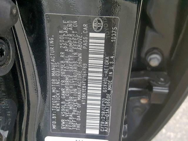 4T1BK1EB4FU164769 - 2015 TOYOTA AVALON XLE BLACK photo 10