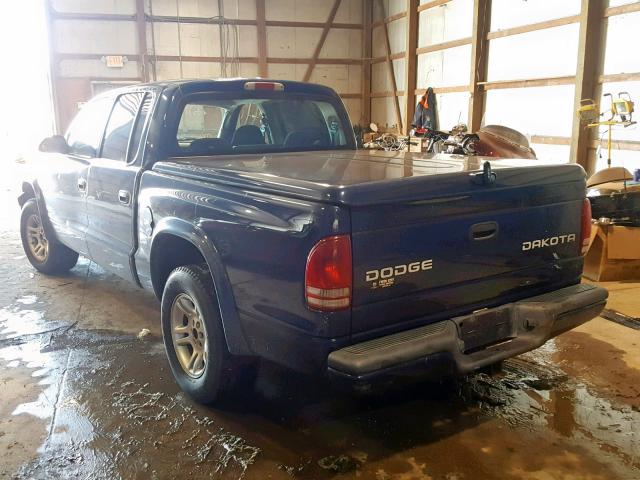 1D7HL38K04S739497 - 2004 DODGE DAKOTA QUA BLUE photo 3