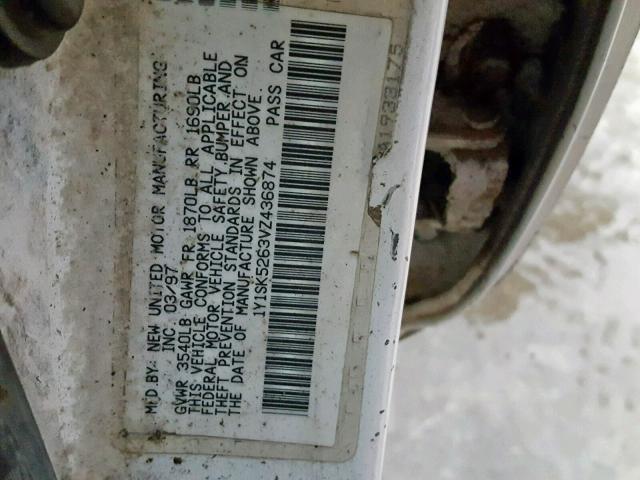 1Y1SK5263VZ436874 - 1997 GEO PRIZM BASE თეთრი ფოტო 10