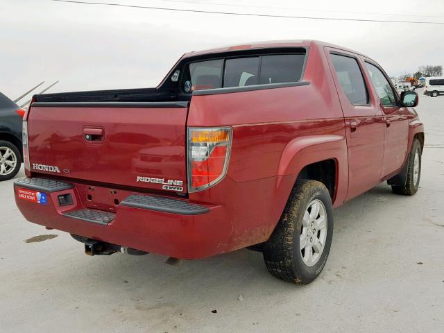 2HJYK16476H565892 - 2006 HONDA RIDGELINE BURGUNDY photo 4